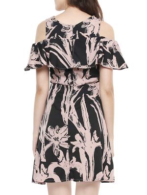 black poly crepe ruffle dress - 14045203 - Standard Image - 3