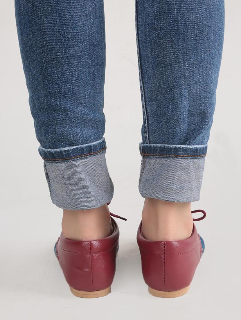 Burgundy Ajrakh Oxford Shoes - 14047003 - Zoom Image - 3