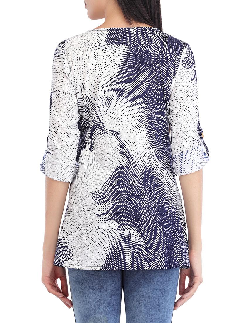 printed blue viscose top - 14049051 - Zoom Image - 3