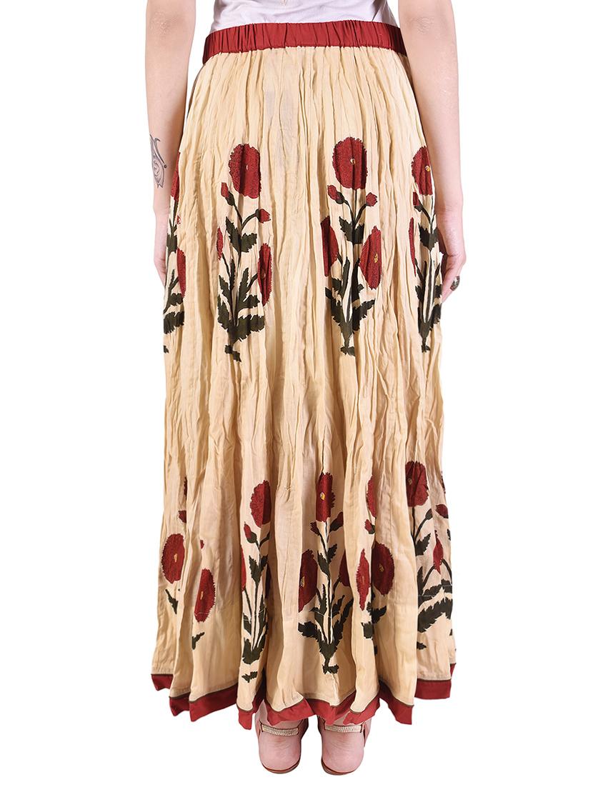red poppy in desert' printed cotton skirt - 14052032 - Zoom Image - 3