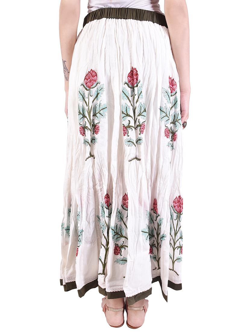 long rose bunch' printed cotton skirt - 14052035 - Zoom Image - 3