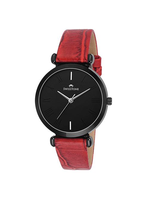 swisstone ck312 red leather strap wrist watch for women - 14054793 - Standard Image - 1
