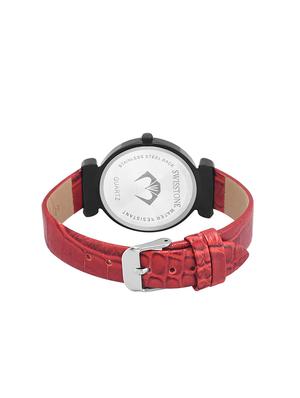 swisstone ck312 red leather strap wrist watch for women - 14054793 - Standard Image - 3