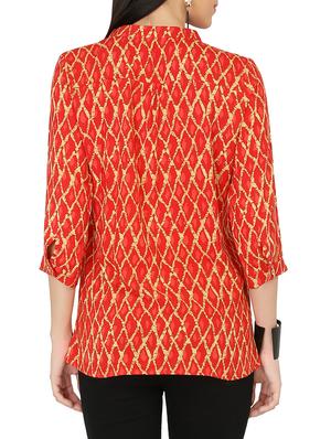 mandarin neck gathered detail top - 14063909 - Standard Image - 3
