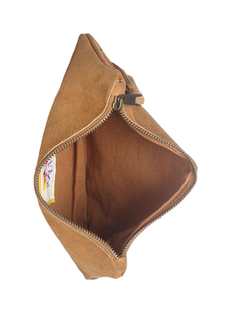 jungli murgi tan suede pouch clutch - 14064691 - Zoom Image - 3