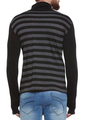 black cotton blend asymmetric t-shirt - 14065439 - Standard Image - 3