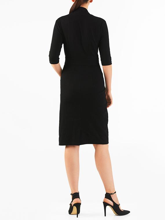 i wear my style black poly cotton shift dress - 14069772 - Zoom Image - 3