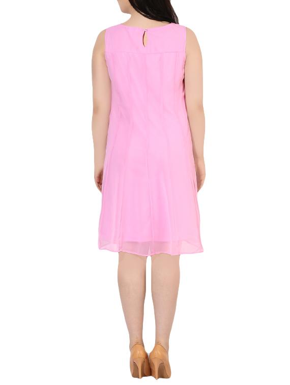 pink georgette plus dress - 14070632 - Zoom Image - 3