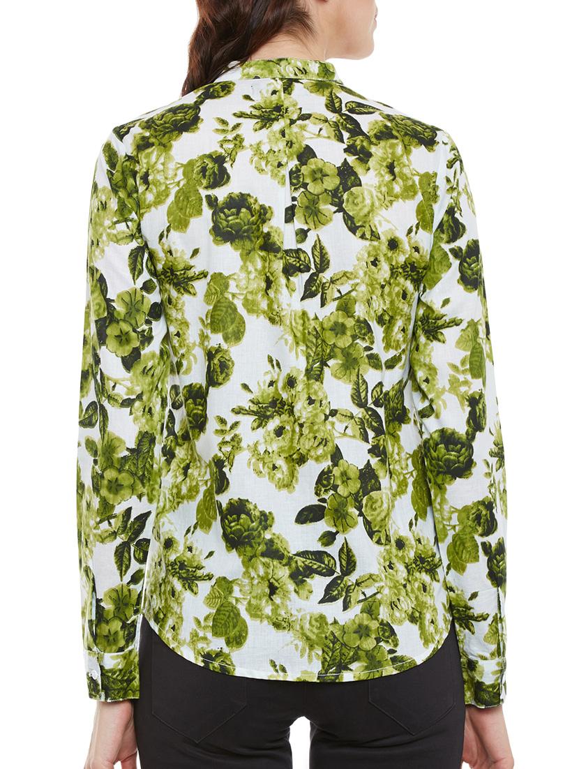 green floral printed cotton regular shirt - 14073777 - Zoom Image - 3