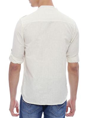 solid white cotton kurta - 14077324 - Standard Image - 3