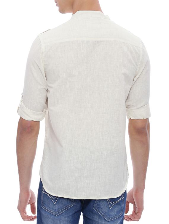 solid white cotton kurta - 14077324 - Zoom Image - 3