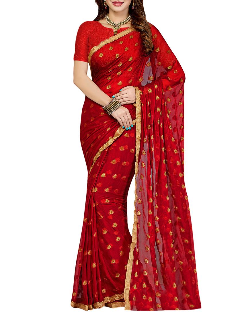 set of 2 multicolor chiffon saree with blouse - 14077619 - Zoom Image - 3