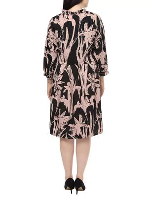 black printed plus dress - 14081034 - Standard Image - 3