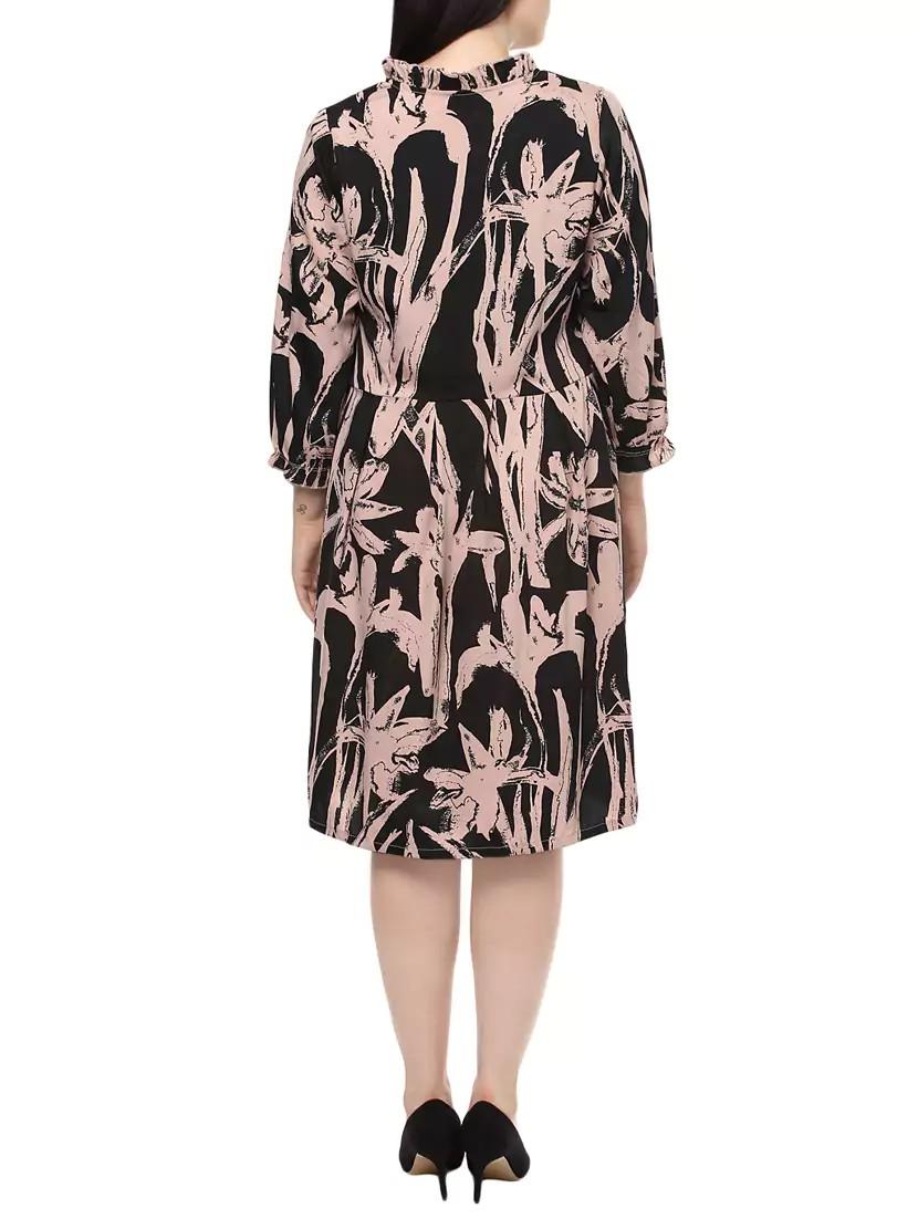 black printed plus dress - 14081034 - Zoom Image - 3