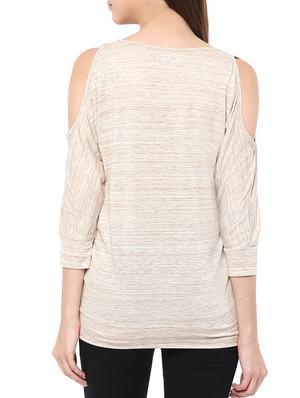 beige poly viscose regular top - 14082595 - Standard Image - 3