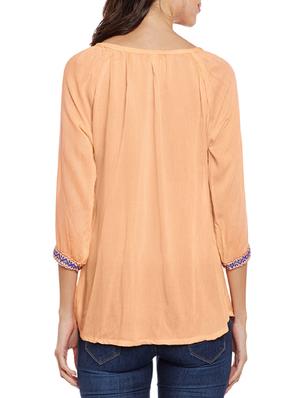 tie up neck embroidered peasant top - 14084440 - Standard Image - 3