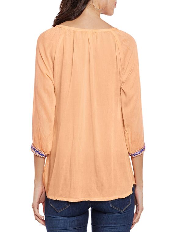 tie up neck embroidered peasant top - 14084440 - Zoom Image - 3