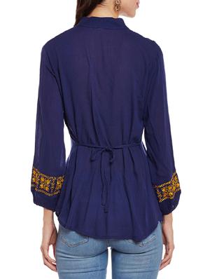 tie back embroidered tunic - 14084446 - Standard Image - 3