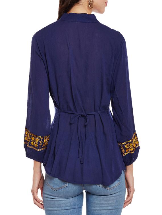 tie back embroidered tunic - 14084446 - Zoom Image - 3