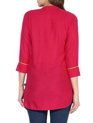 magenta rayon straight kurti - 14085682 - Standard Image - 3