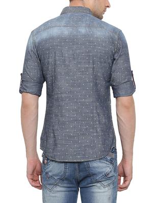 grey denim casual shirt - 14093897 - Standard Image - 3