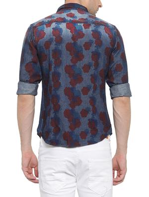 dark blue denim casual shirt - 14094117 - Standard Image - 3