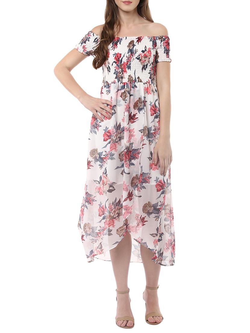 women printed off shoulder dress