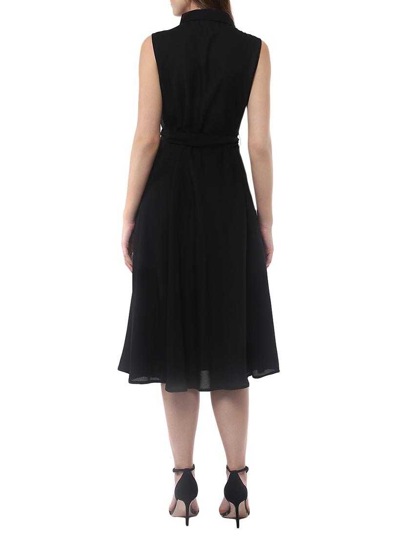 solid black poly blend dress - 14094284 - Zoom Image - 3