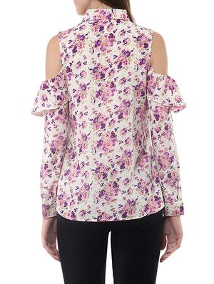 ruffle detailed cold shoulder top - 14094360 - Standard Image - 3