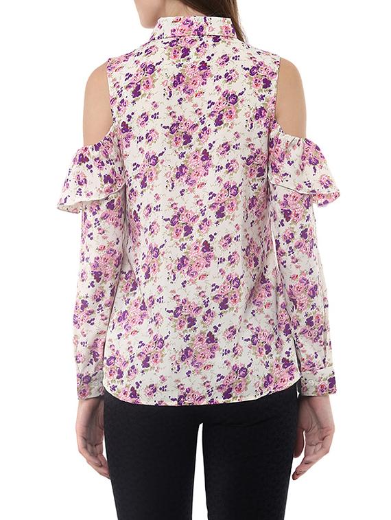 ruffle detailed cold shoulder top - 14094360 - Zoom Image - 3