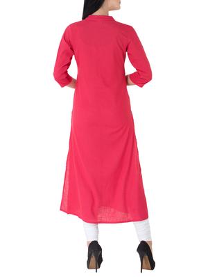 pink cotton long kurta - 14094653 - Standard Image - 3