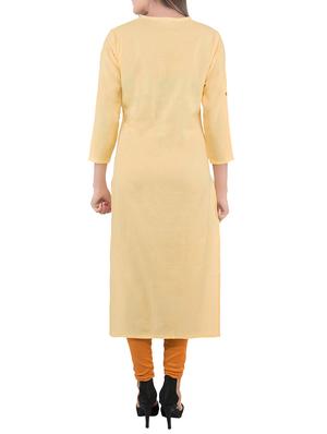 resha yellow khadi straight kurta - 14095284 - Standard Image - 3