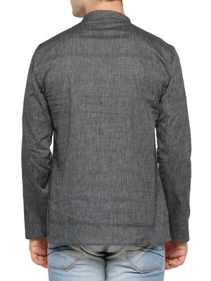 grey cotton short kurta - 14099118 - Standard Image - 3