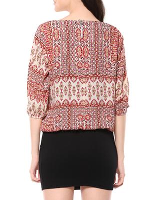 red printed crepe top - 14100601 - Standard Image - 3