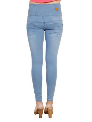 light blue solid denim jeans - 14103731 - Standard Image - 3
