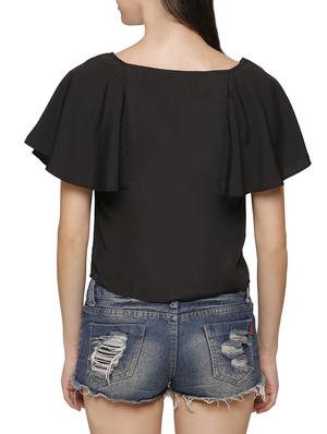 cape sleeved solid crop top - 14104362 - Standard Image - 3