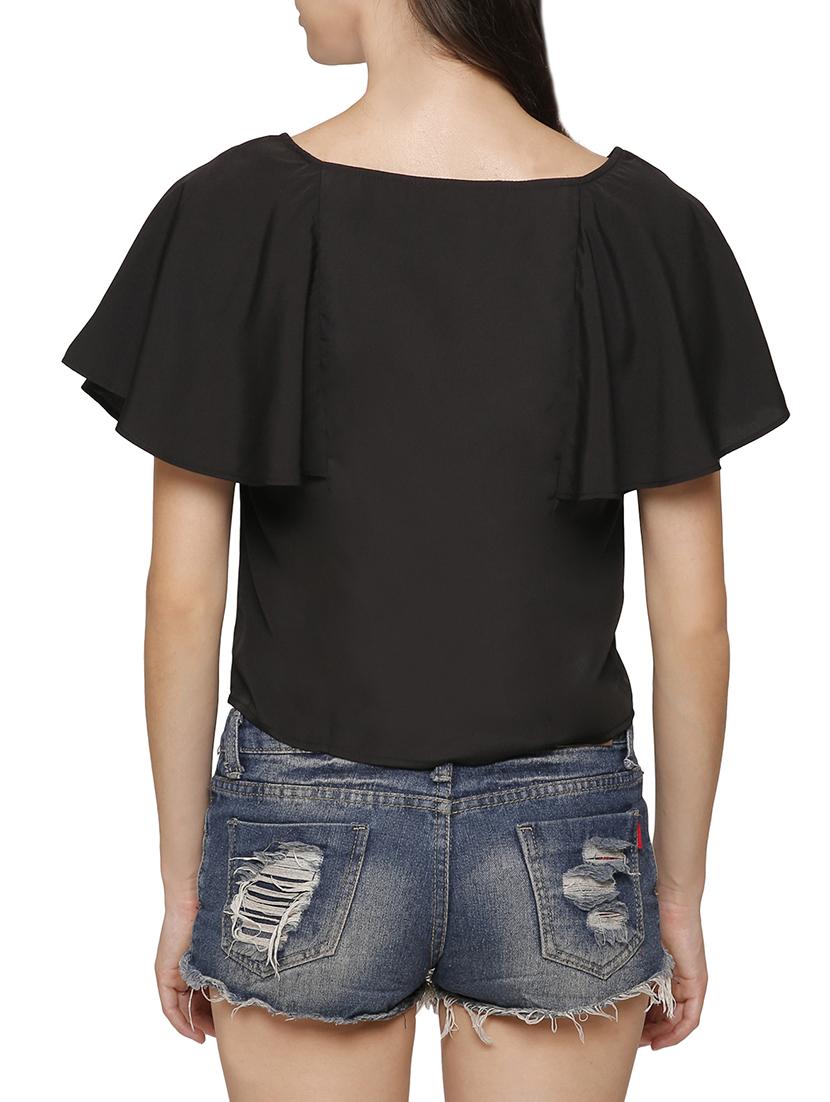 cape sleeved solid crop top - 14104362 - Zoom Image - 3