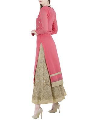 pink georgette straight kurta - 14105179 - Standard Image - 3