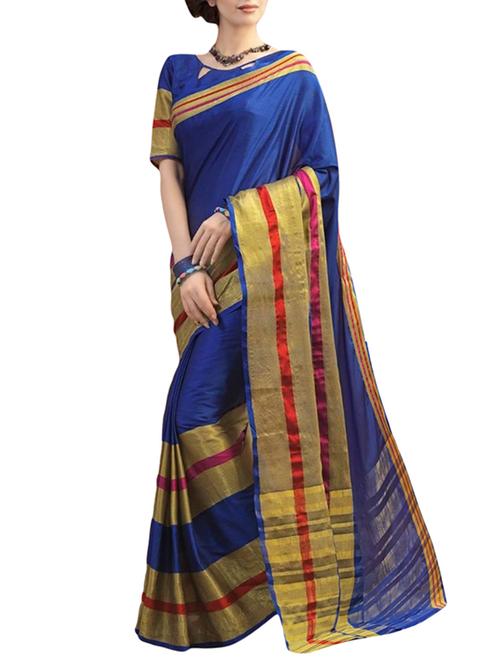 bindani studio blue banarasi saree with blouse - 14105926 - Very Small Image - 1