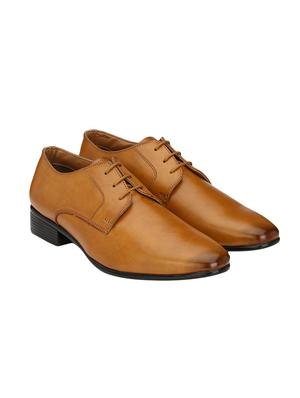 tan leatherette lace-up derby - 14106051 - Standard Image - 3