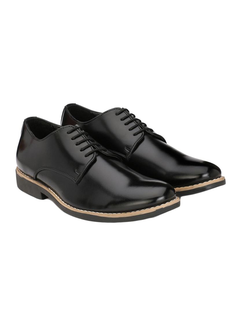 black leatherette lace-up derby - 14106147 - Zoom Image - 3