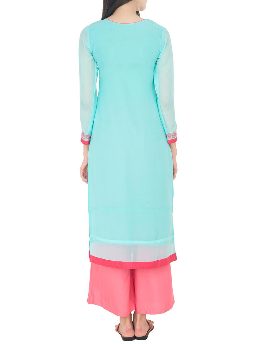 Embroidered straight kurta - 14115086 - Zoom Image - 3