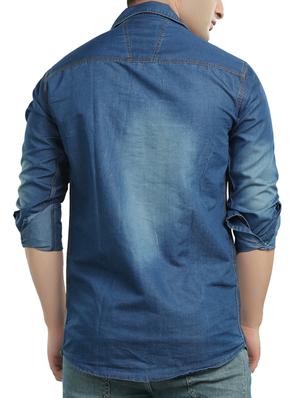 light blue denim casual shirt - 14121592 - Standard Image - 3