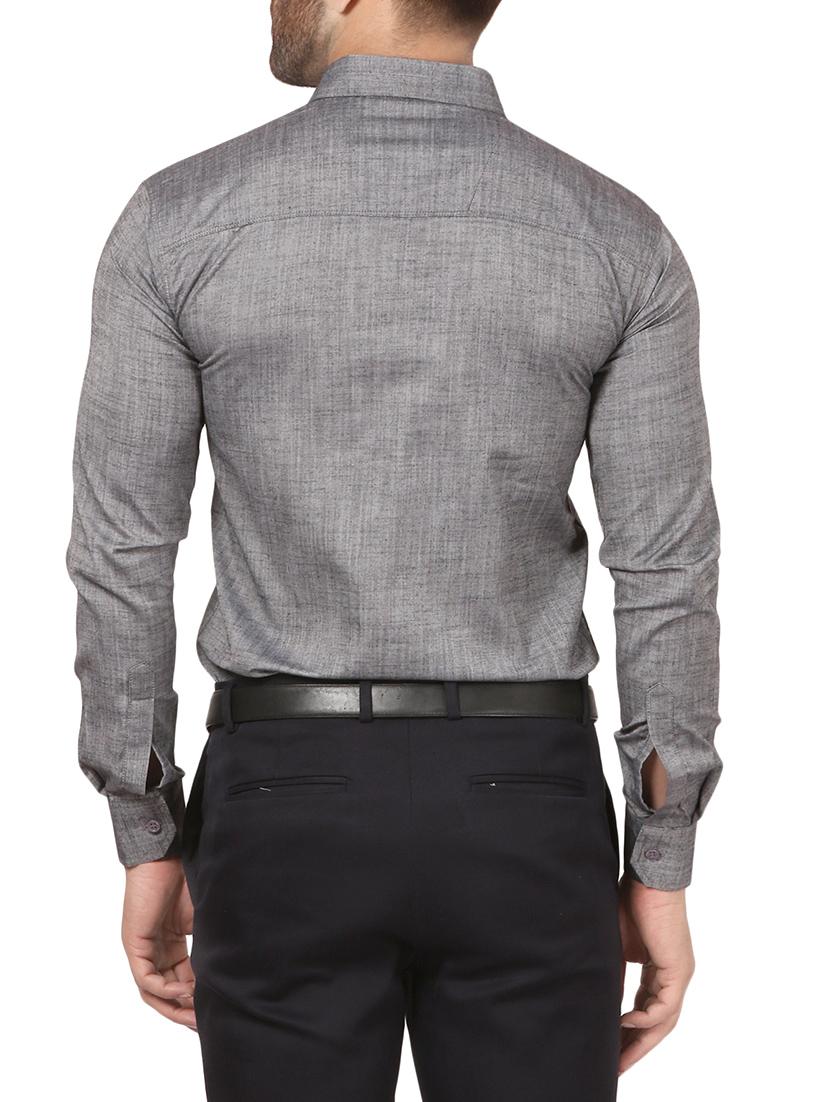 grey cotton formal shirt - 14123368 - Zoom Image - 3