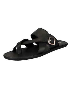 black leatherette slip on slipper - 14127799 - Standard Image - 3