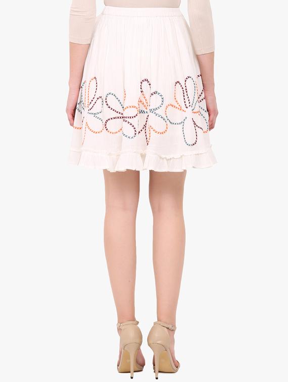 white cotton flared skirts - 14128823 - Zoom Image - 3