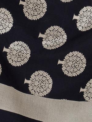 black chanderi banarasi dupatta - 14130049 - Standard Image - 3