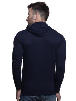 dark blue cotton hood t-shirt - 14134750 - Standard Image - 3