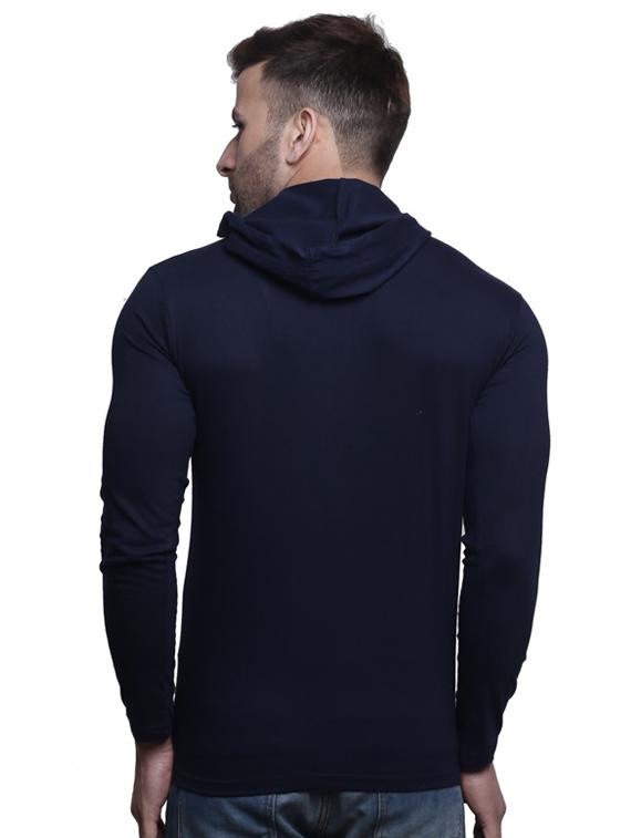 dark blue cotton hood t-shirt - 14134750 - Zoom Image - 3