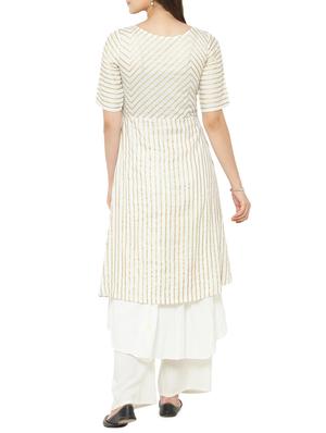 white rayon flared kurta - 14137293 - Standard Image - 3